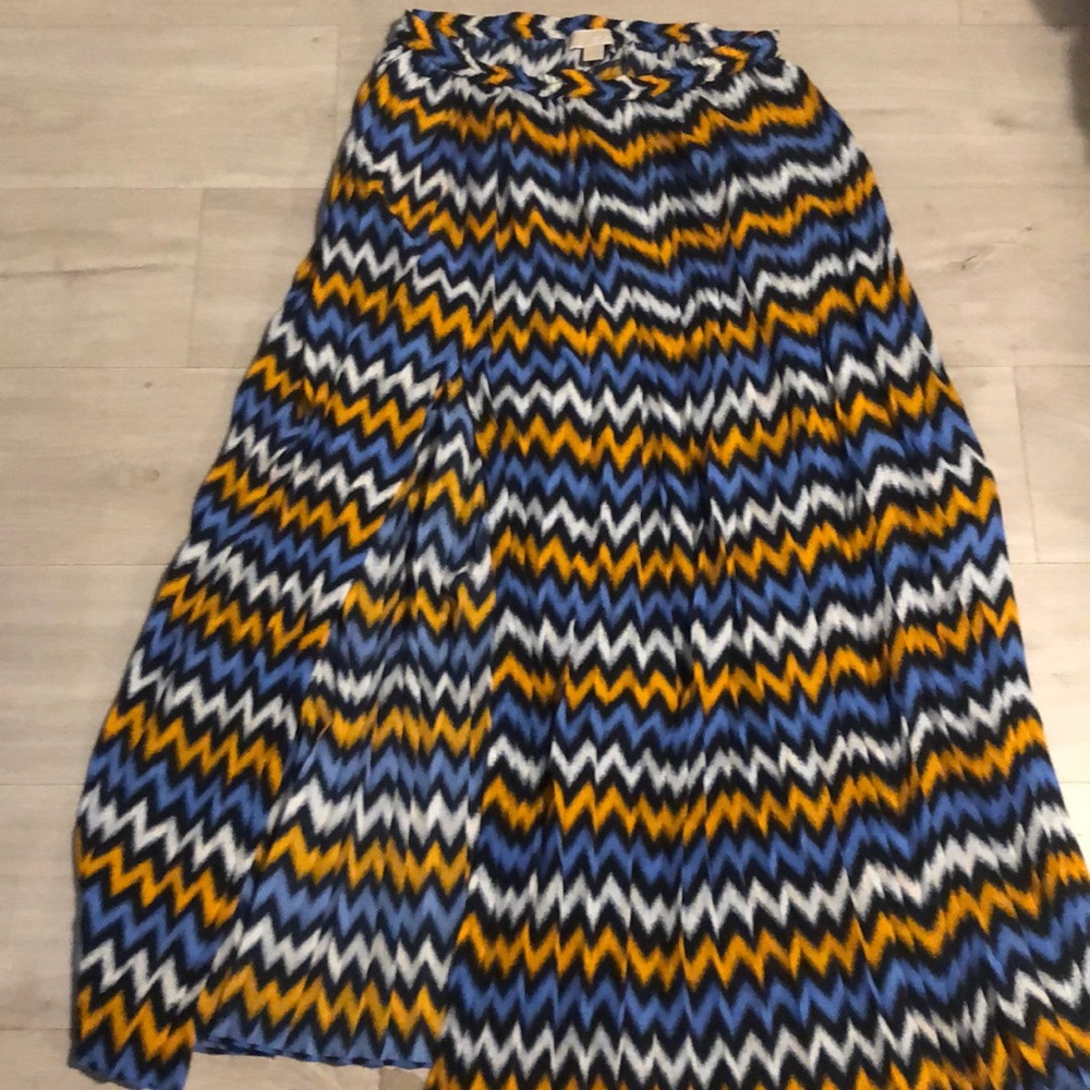 Michael Michael Kors Zigzag Pleated Maxi Skirt L